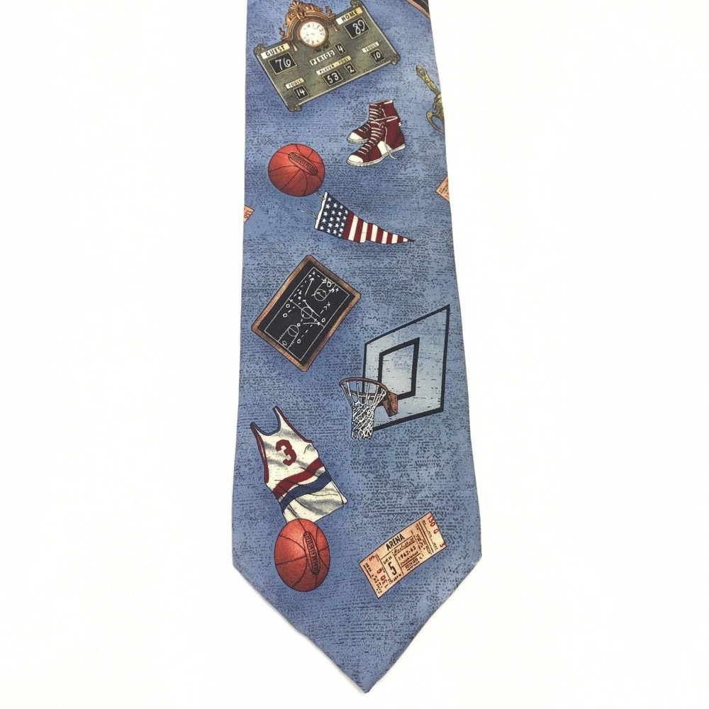 Americana Series " Early Basketball " Circa 1963 Vintage Tie Men's Silk Necktie - Picture 3 of 9